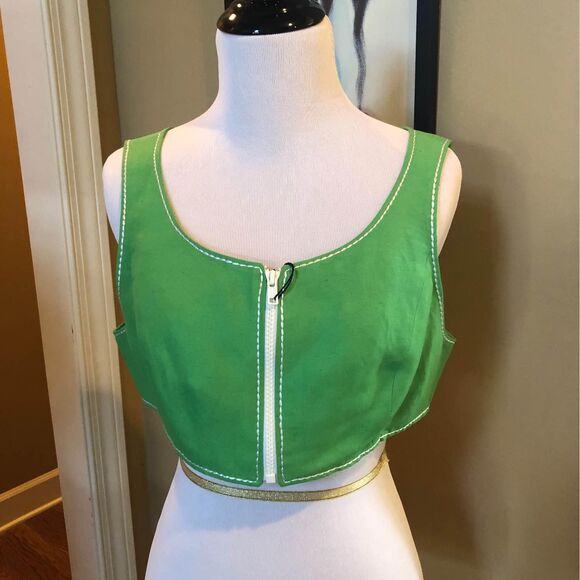 NWT Byblos Designer European Italian Made Green Crop Top Size 44 Medium 10 - Picture 3 of 10